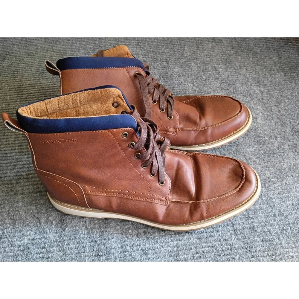 Hawke & Co Men's High Top Brown Boots With Blue Collar Size 13 (I Think)